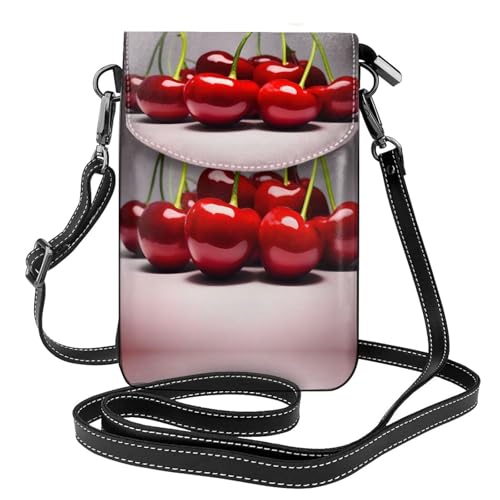 Kleine Handy-Geldbörse mit chilenischen Kirschen für Damen, kleine Umhängetasche mit verstellbarem Schultergurt von WXXWXD