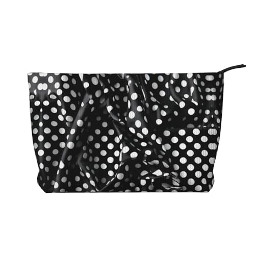 Kosmetiktasche aus Kord, mit Wellpappe, bedruckt, für Damen, tragbar, mit Reißverschluss, Schwarz und Weiß von WXXWXD