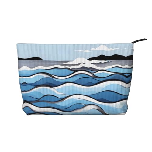 Kosmetiktasche aus Kordsamt mit Aufdruck "Waves lapping at the rocks" – tragbare Kulturtasche mit Reißverschluss für Damen Kosmetiktasche aus Kordsamt mit Aufdruck "Waves lapping at the rocks" – tragbare Kulturtasche mit Reißverschluss für Damen von WXXWXD