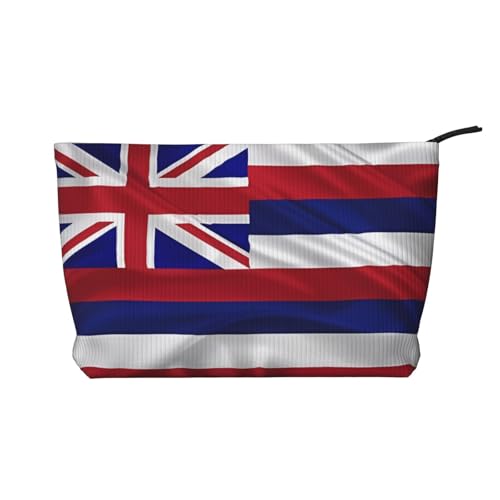 Kosmetiktasche für Damen, Motiv: Flagge von Hawaii, bedruckt, aus Kordsamt, tragbar, mit Reißverschluss von WXXWXD