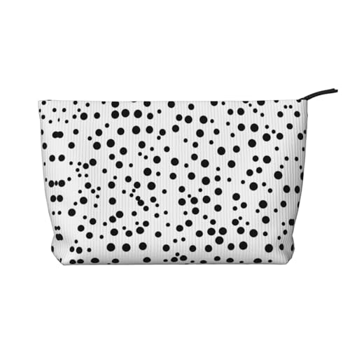 Kosmetiktasche für Damen, mit Reißverschluss, Schwarz und Weiß, gepunktet, tragbar von WXXWXD