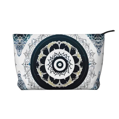 Kosmetiktasche für Damen, mit Totem-Motiv, tragbar, mit Reißverschluss, Schwarz und Weiß von WXXWXD