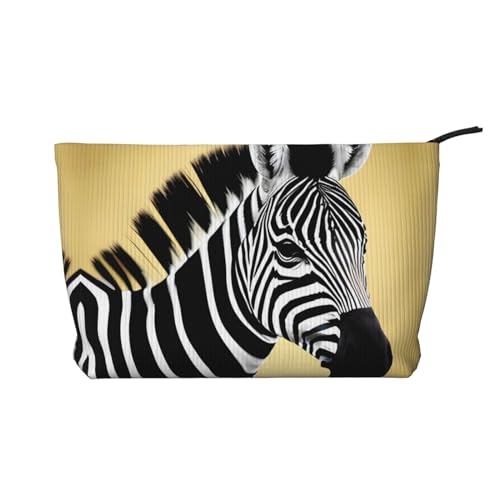 Kosmetiktasche für Damen, mit Zebramuster, tragbar, mit Reißverschluss, Schwarz und Weiß von WXXWXD