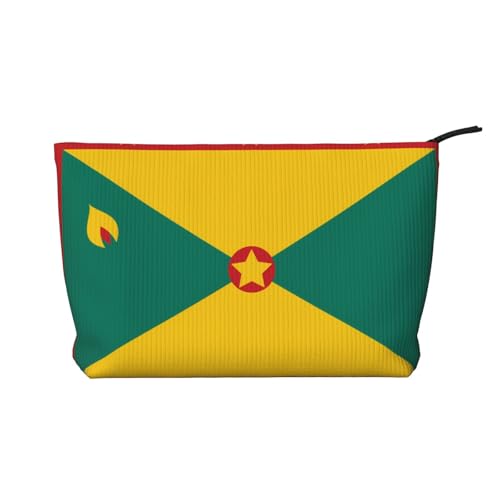 Kosmetiktasche mit Aufdruck "Flagge von Grenada" aus Cord – tragbare Kosmetiktasche mit Reißverschluss für Damen von WXXWXD
