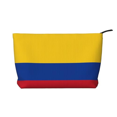 Kosmetiktasche mit Aufdruck "Flagge von Kolumbien" aus Kordsamt – tragbare Kosmetiktasche mit Reißverschluss für Damen von WXXWXD