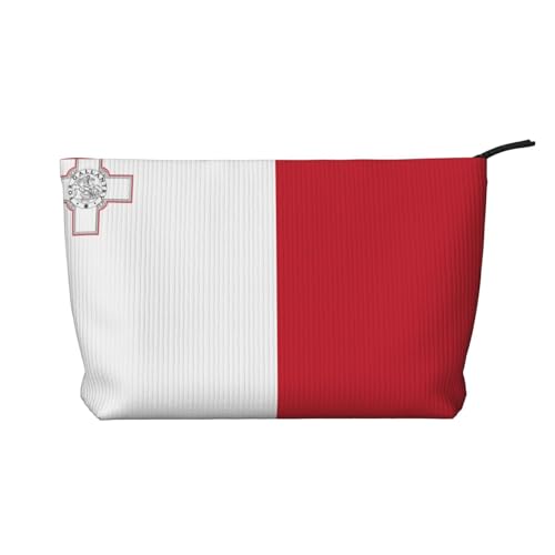 Kosmetiktasche mit Aufdruck "Flagge von Malta", aus Kordsamt, tragbar, mit Reißverschluss, Aufbewahrungstasche für Damen von WXXWXD