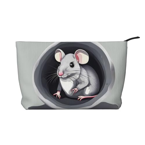 Kosmetiktasche mit Aufdruck "Maus im Loch" – tragbare Kosmetiktasche mit Reißverschluss für Damen von WXXWXD