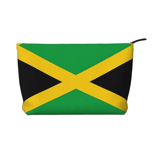 Kosmetiktasche mit Jamaika-Flagge, bedruckt, aus Kordsamt, tragbar, mit Reißverschluss, Aufbewahrungstasche für Damen von WXXWXD