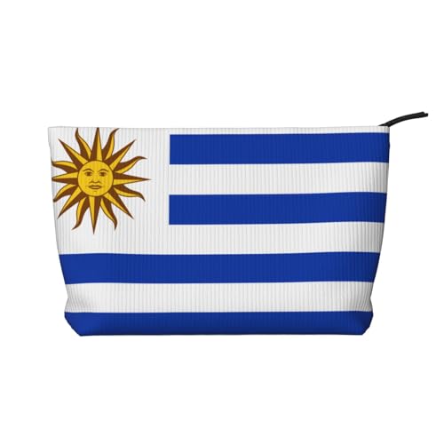 Kosmetiktasche mit Uruguay-Flagge aus bedrucktem Cord – tragbare Damen-Kulturbeutel mit Reißverschluss, Schwarz, Einheitsgröße von WXXWXD