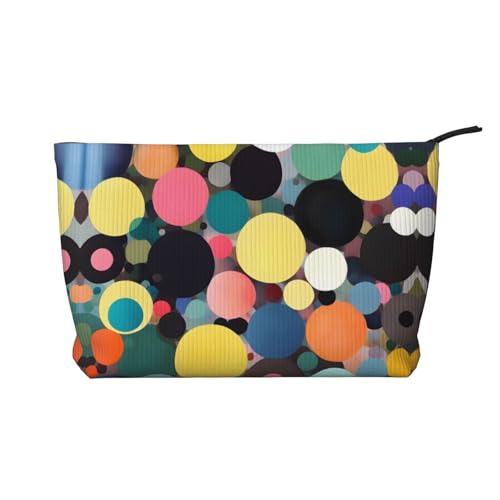 Kosmetiktasche mit abstrakter Malerei von Kreisen, bedruckte Cord-Kosmetiktasche – tragbare Kulturbeutel mit Reißverschluss für Damen von WXXWXD