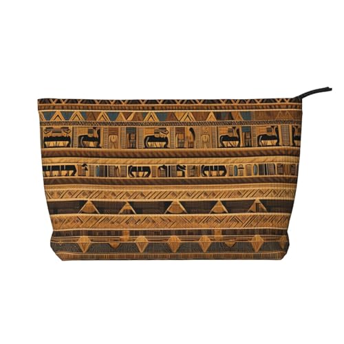 Kosmetiktasche mit ägyptischen Fresken aus bedrucktem Cord – tragbare Kulturbeutel mit Reißverschluss für Damen von WXXWXD