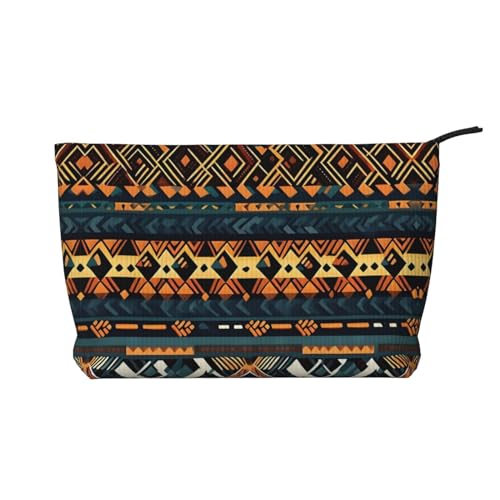 Kosmetiktasche mit afrikanischem Stammesmuster, ethnische Textur, bedruckt, aus Kordsamt, tragbare Kosmetiktasche mit Reißverschluss für Damen von WXXWXD