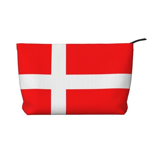 Kosmetiktasche mit dänischer Flagge, bedruckt, aus Kordsamt, für Damen, tragbar, mit Reißverschluss von WXXWXD