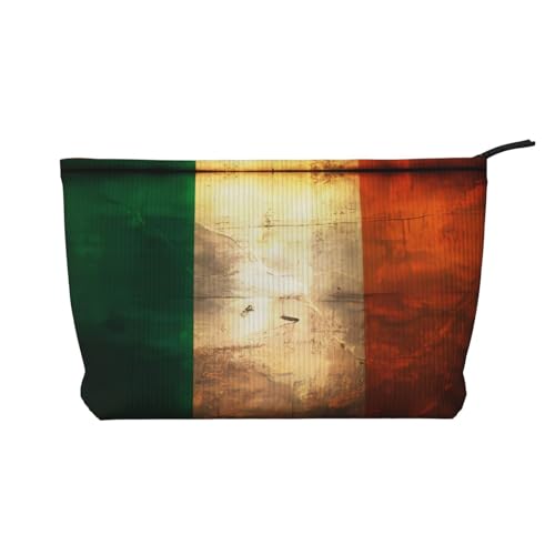 Kosmetiktasche mit irischer Flagge, bedruckt, aus Kordsamt, für Damen, tragbar, mit Reißverschluss von WXXWXD
