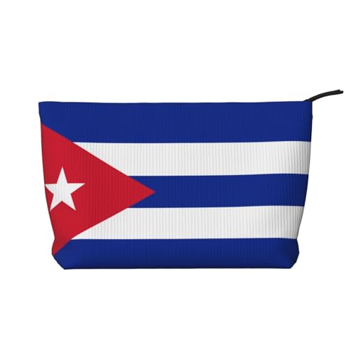 Kosmetiktasche mit kubanischer Flagge, bedruckt, Kulturtasche für Damen, tragbar, mit Reißverschluss von WXXWXD