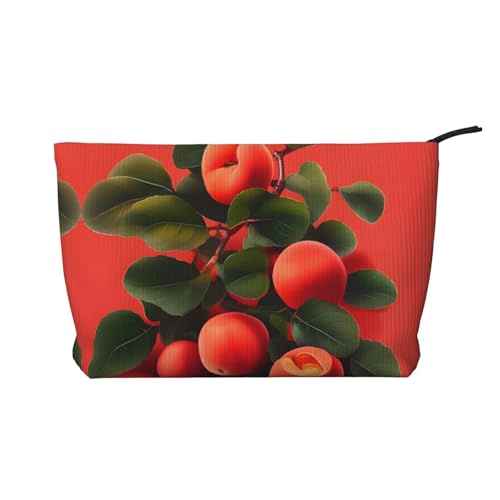 Kosmetiktasche mit rotem Aprikosenmuster aus Kordsamt – tragbare Damen-Kulturbeutel mit Reißverschluss von WXXWXD