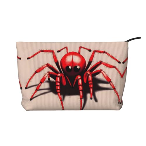 Kosmetiktasche mit süßer kleiner roter Spinne aus Kordsamt – tragbare Damen-Kulturbeutel mit Reißverschluss, Schwarz, Einheitsgröße von WXXWXD