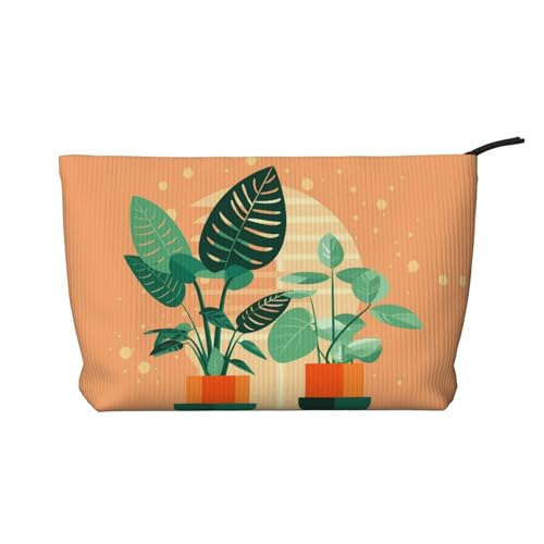 Kulturbeutel mit grünem Schildkrötenmuster aus Kordsamt – tragbare Damen-Kulturbeutel mit Reißverschluss von WXXWXD