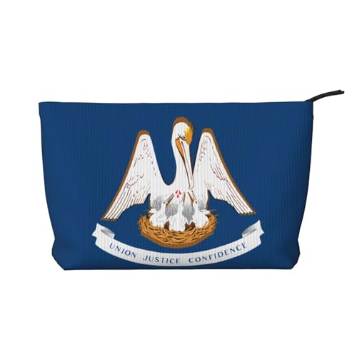 Louisiana Kosmetiktasche mit Staatsflagge, bedruckt, aus Kordsamt, tragbar, mit Reißverschluss, Kulturbeutel für Damen von WXXWXD