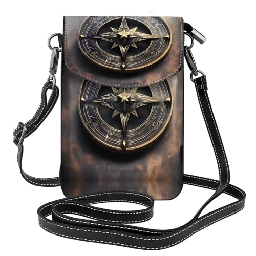 Magisches Design nordische Runen Kompass Kleine Handy-Geldbörse Damen Kleine Umhängetasche mit verstellbarem Schultergurt von WXXWXD