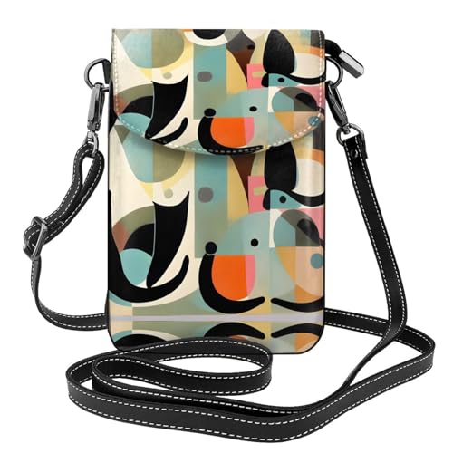 Mittel-Century Moderne Kunst Katze Kleine Handy Geldbörse Damen Kleine Umhängetasche mit verstellbarem Schultergurt von WXXWXD