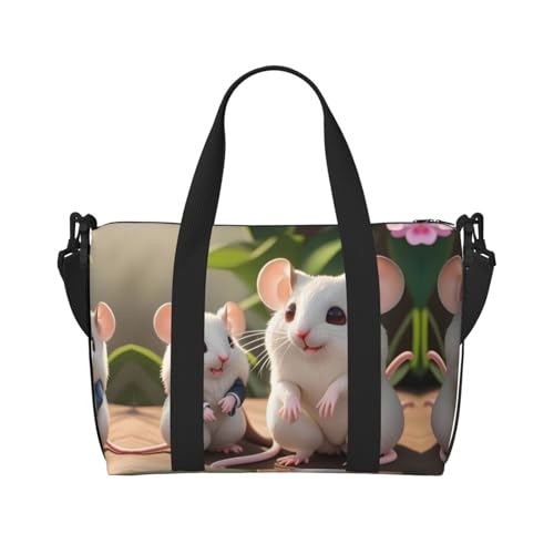 Mutter und Kind Ratten bedruckte Damen-Umhängetasche, geeignet für Arbeit, Pendeln, Fitness, Reisen, modische und vielseitige Umhängetasche von WXXWXD