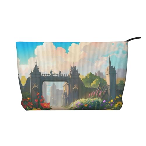 Outside the Castle Gate Bedruckte Cord-Kosmetiktasche – tragbare Damen-Kulturbeutel mit Reißverschluss von WXXWXD