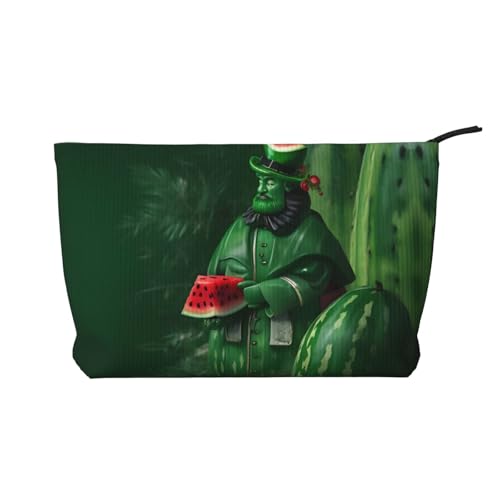 Patrick's Wassermelonen-Festival bedruckte Cord-Kosmetiktasche – tragbare Damen-Kulturbeutel mit Reißverschluss von WXXWXD
