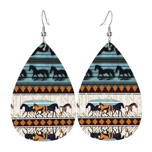 Pferde Streifen Muster Muster Leder Ohrringe Damen Ohrringe Geeignet für Alltag, Party, Verabredungen usw. von WXXWXD