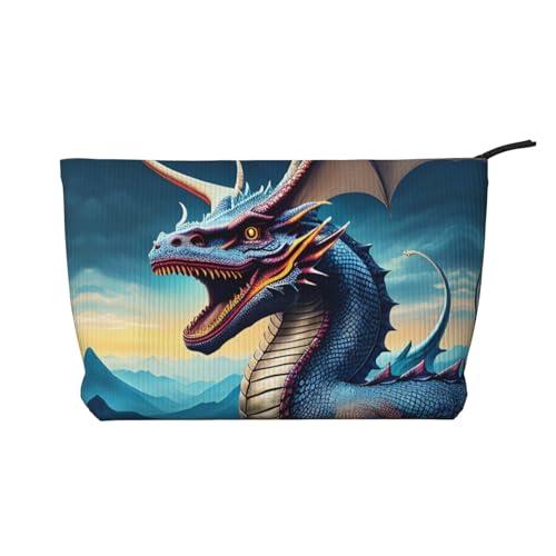 Roaring Dragon bedruckte Cord-Kosmetiktasche – tragbare Kulturbeutel mit Reißverschluss für Damen von WXXWXD