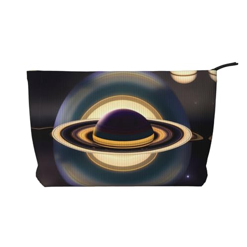 Schöne Kosmetiktasche mit Saturn-Aufdruck aus Cord – tragbare Kulturbeutel mit Reißverschluss für Damen von WXXWXD