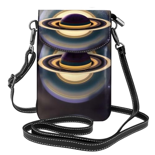 Schöne Saturn kleine Handy-Geldbörse für Damen, kleine Umhängetasche mit verstellbarem Schultergurt von WXXWXD