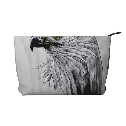 Sketching an Adler bedruckte Kordsamt-Kosmetiktasche – tragbare Damen-Kulturbeutel mit Reißverschluss von WXXWXD