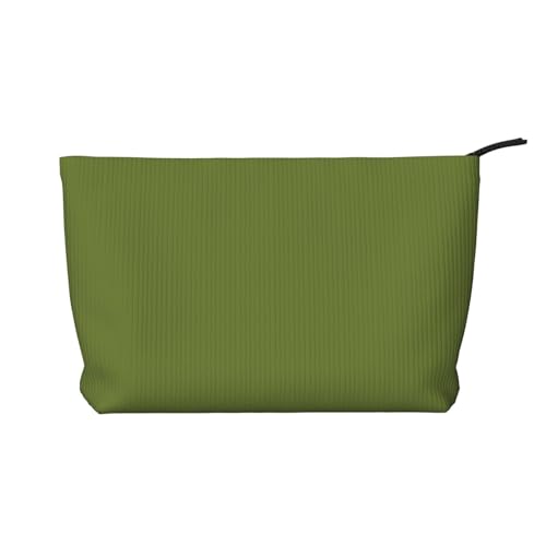 Solide dunkelgrüne bedruckte Kordsamt-Kosmetiktasche – tragbare Damen-Kulturbeutel mit Reißverschluss von WXXWXD