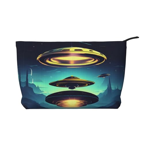 Spacecraft Descend Bedruckte Cord-Kosmetiktasche – Damen Tragbare Kulturbeutel mit Reißverschluss von WXXWXD