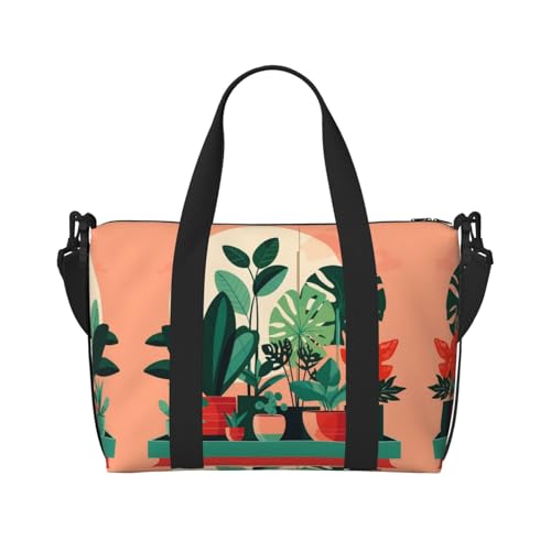 WXXWXD Bedruckte Damen-Umhängetasche mit grünen Pflanzen, geeignet für Arbeit, Pendeln, Fitness, Reisen, modische und vielseitige Umhängetasche von WXXWXD