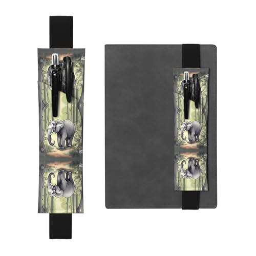 WXXWXD Bedruckter elastischer Stifthalter mit laufendem Elefant – Schreibwaren, Lesezeichen Geschenke für Besties, Kinder und Lehrer von WXXWXD