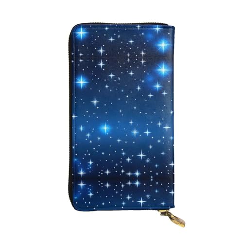 WXXWXD Blaues Sternmuster bedruckte lange Clutch-Brieftasche: leicht, langlebig und bequem für lässige Münzen und Karten von WXXWXD