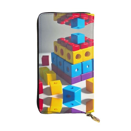 WXXWXD Bunte Bausteine bedruckte lange Clutch-Brieftasche: leicht, langlebig und bequem für lässige Münzen und Karten von WXXWXD