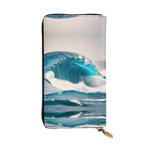 WXXWXD Cartoon Blue Sea Wave Printed Long Clutch Wallet: Lightweight, Durable, and Comfortable for Casual Coins and Cards von WXXWXD