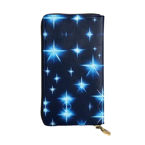 WXXWXD Cartoon Blue Star Printed Long Clutch Wallet: Lightweight, Durable, and Comfortable for Casual Coins and Cards von WXXWXD