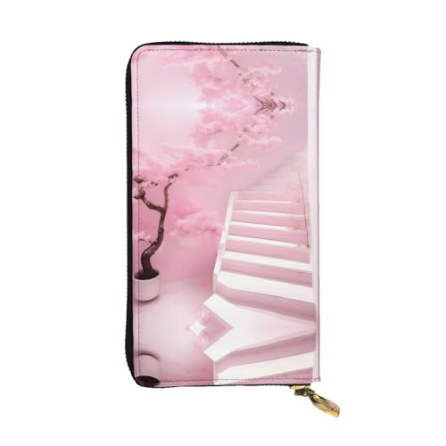 WXXWXD Clutch mit Kirschblüten-Motiv, bedruckt, lang, leicht, langlebig und bequem für lässige Münzen und Karten von WXXWXD