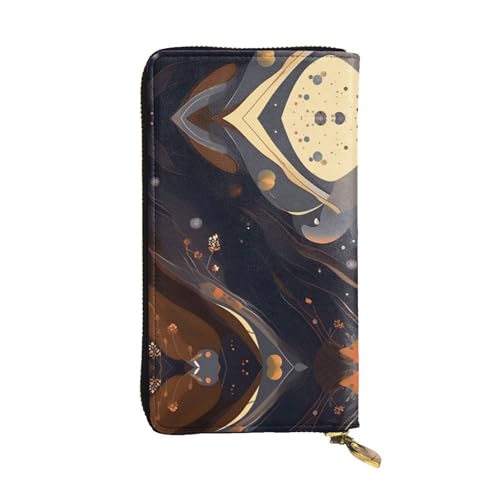 WXXWXD Dunkle mittelgroße, bedruckte lange Clutch-Brieftasche: leicht, langlebig und bequem für lässige Münzen und Karten von WXXWXD