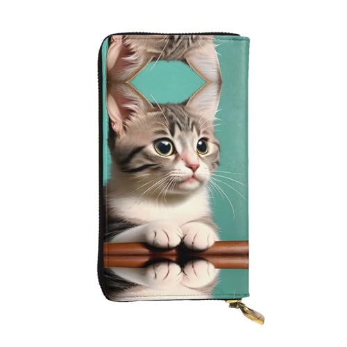 WXXWXD Eine neugierige Katze bedruckte lange Clutch-Brieftasche: leicht, langlebig und bequem für lässige Münzen und Karten von WXXWXD