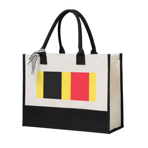 WXXWXD Einkaufstasche aus Segeltuch, Motiv: Flagge von Paraguay, kleine Strandtasche, geeignet für Einkaufen und Hochzeiten, Flagge Belgiens, Einheitsgröße von WXXWXD