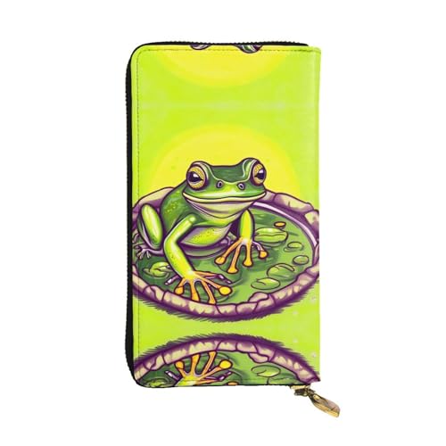 WXXWXD Frosch im Teich bedruckte lange Clutch-Brieftasche: leicht, langlebig und bequem für lässige Münzen und Karten von WXXWXD