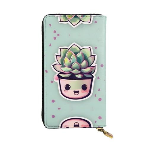 WXXWXD Lange Clutch-Geldbörse mit lächelnden Sukkulenten: leicht, langlebig und bequem für lässige Münzen und Karten von WXXWXD