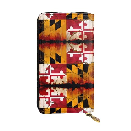 WXXWXD Lange Clutch aus Holz mit Maryland-Flagge, bedruckt, leicht, langlebig und bequem für lässige Münzen und Karten von WXXWXD
