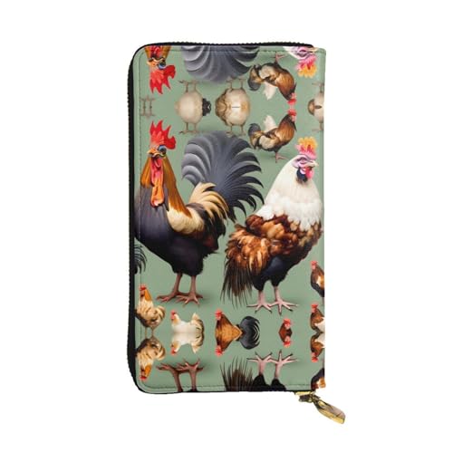 WXXWXD Lange Clutch mit Hahn- und Huhn-Druck: leicht, langlebig und bequem für lässige Münzen und Karten von WXXWXD
