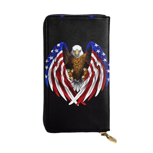 WXXWXD Lange Clutch mit USA-Flagge, Patriotischer Adler, bedruckt, leicht, langlebig und bequem für lässige Münzen und Karten von WXXWXD